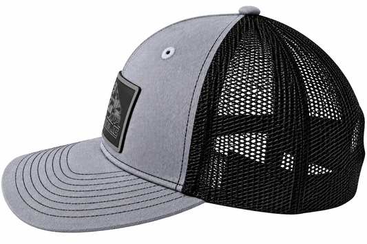 Grey and black trucker hat